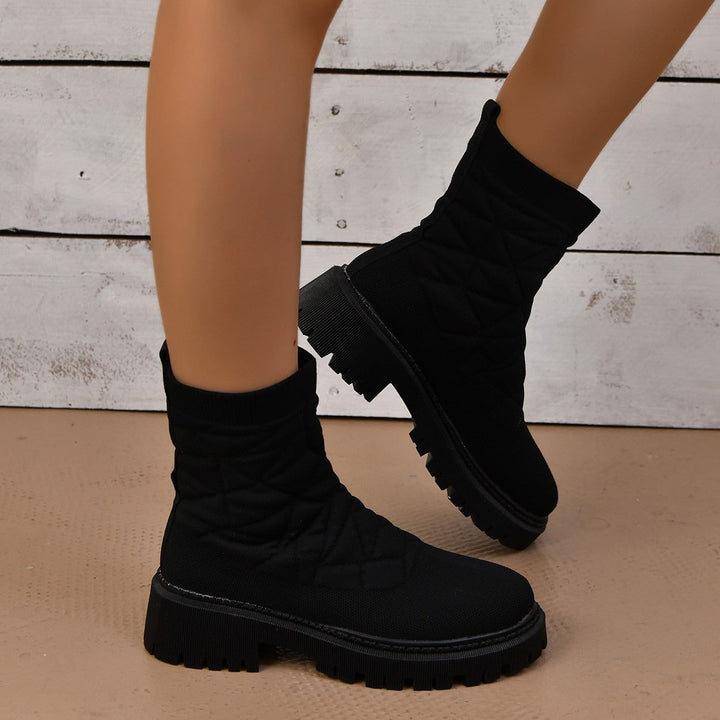 Bottes pour femmes en tissu matelassé avec semelle de marche de style urbain - Kaela
