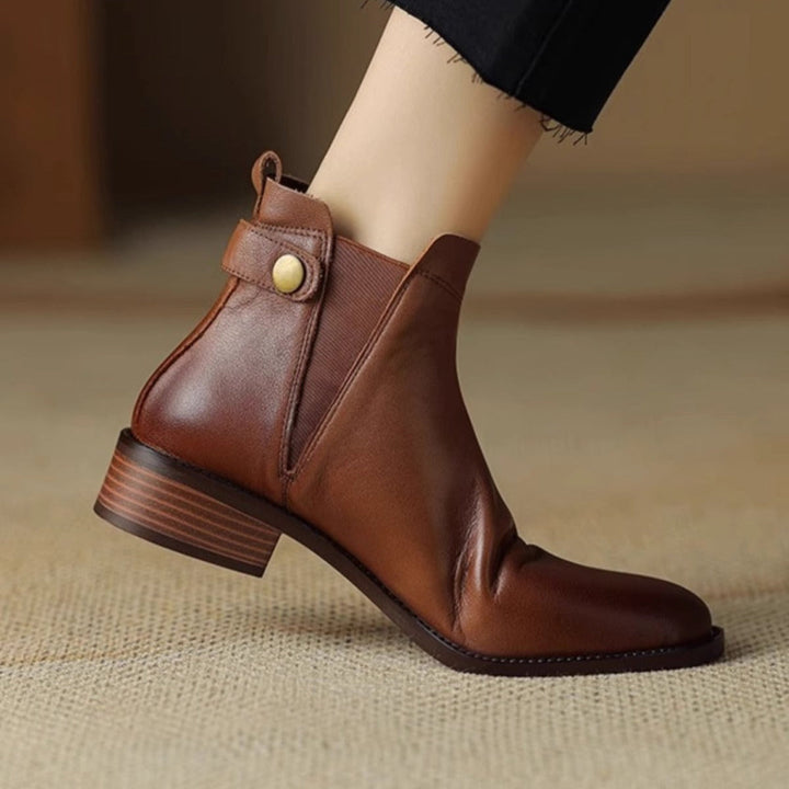 Bottines plates en cuir à élastique de type chelsea pour femmes - Keira