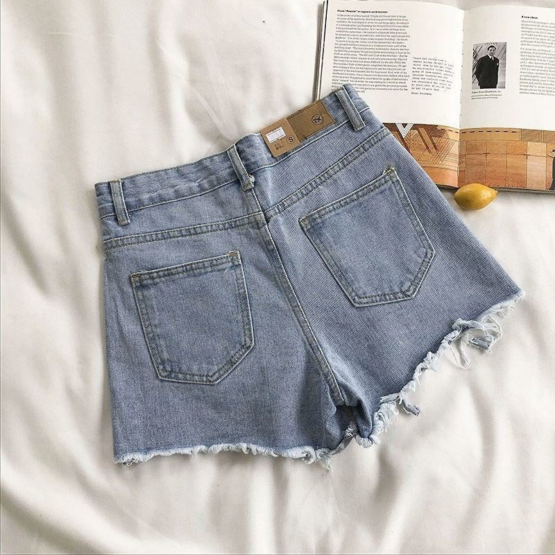Short en denim à effet effiloché pour femme - Estelle