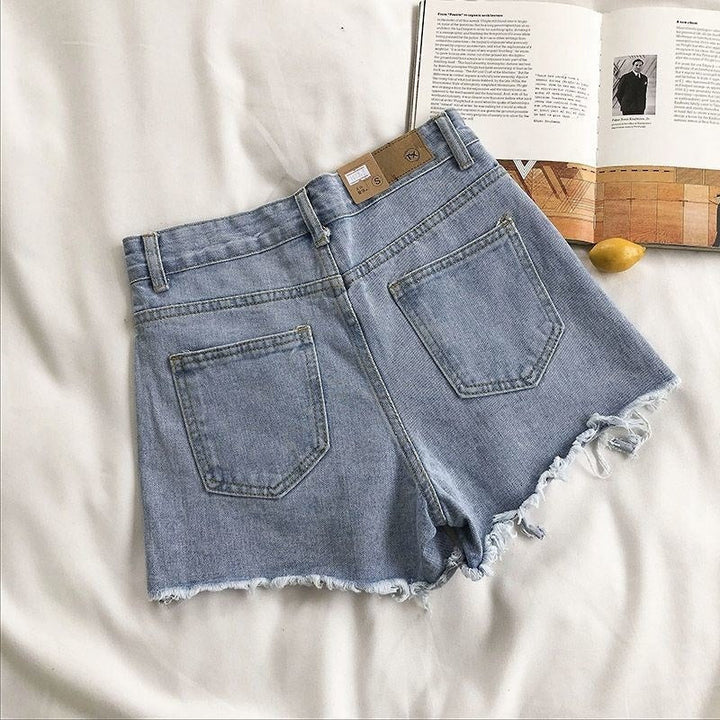 Short en denim à effet effiloché pour femme - Estelle