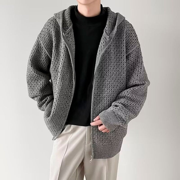 Gilet en maille ajourée pour homme avec capuche et fermeture éclair - Niro