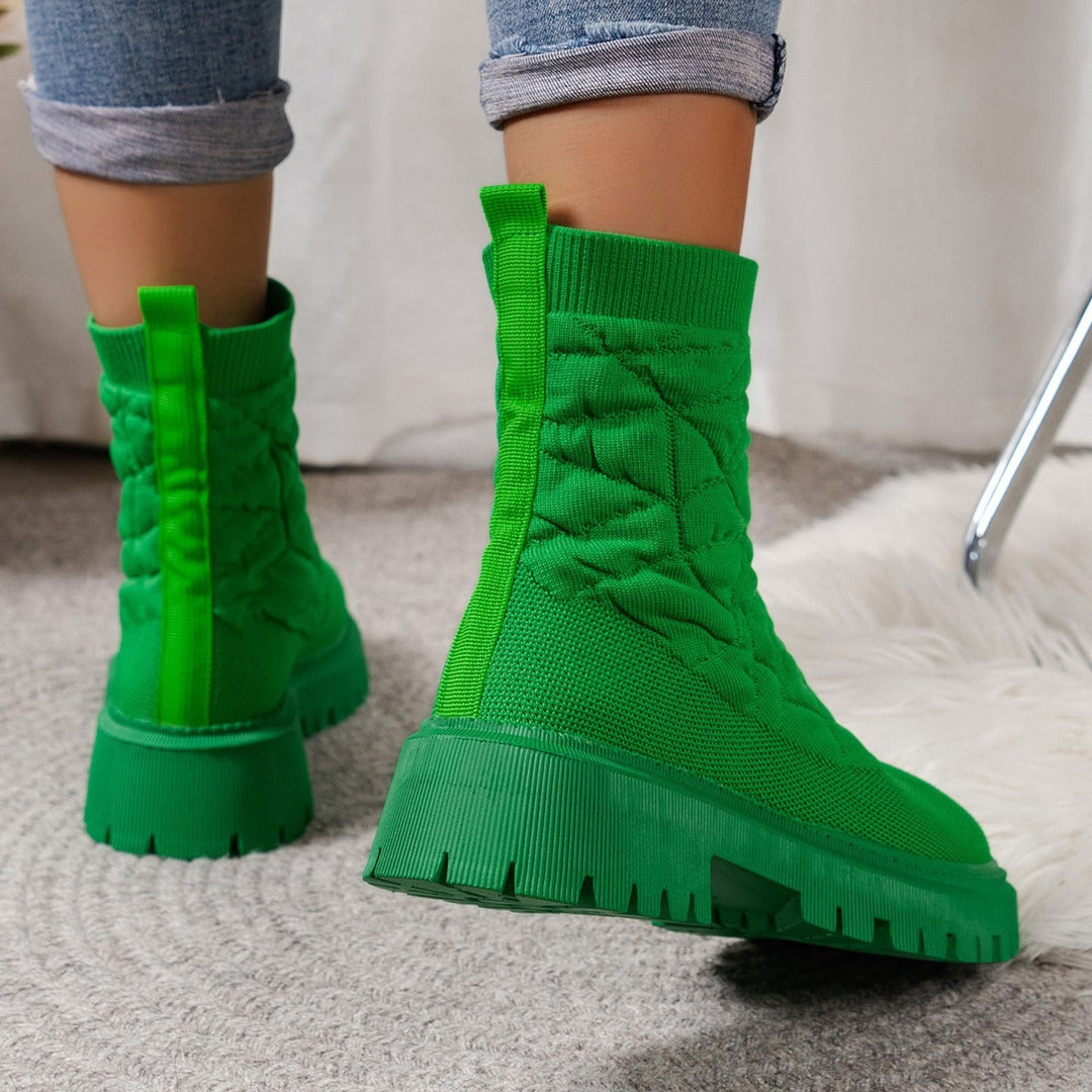 Bottes pour femmes en tissu matelassé avec semelle de marche de style urbain - Kaela