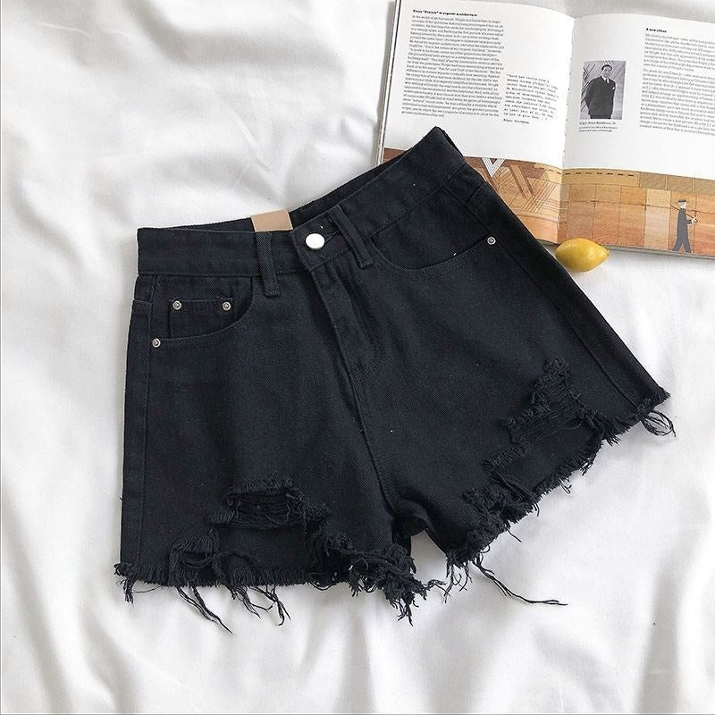Short en denim à effet effiloché pour femme - Estelle