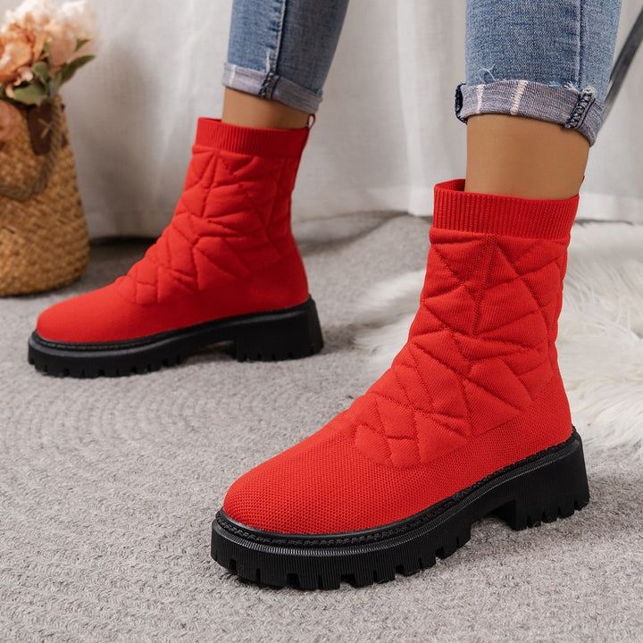 Bottes pour femmes en tissu matelassé avec semelle de marche de style urbain - Kaela