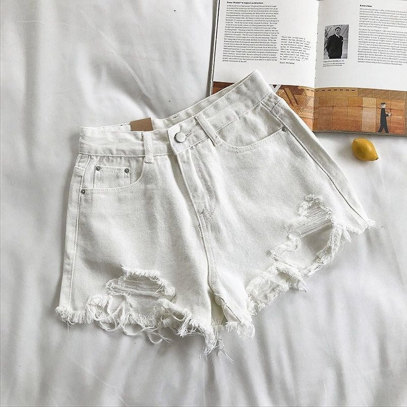Short en denim à effet effiloché pour femme - Estelle