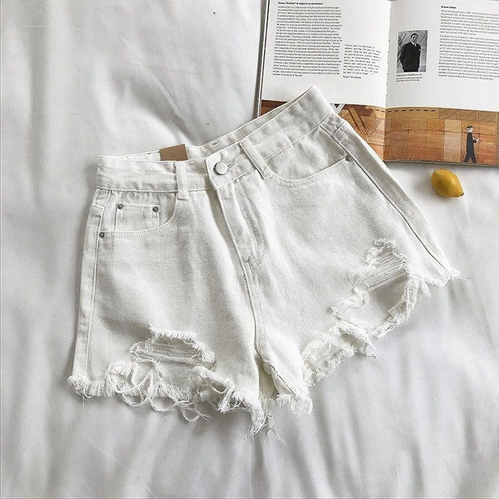 Short en denim à effet effiloché pour femme - Estelle