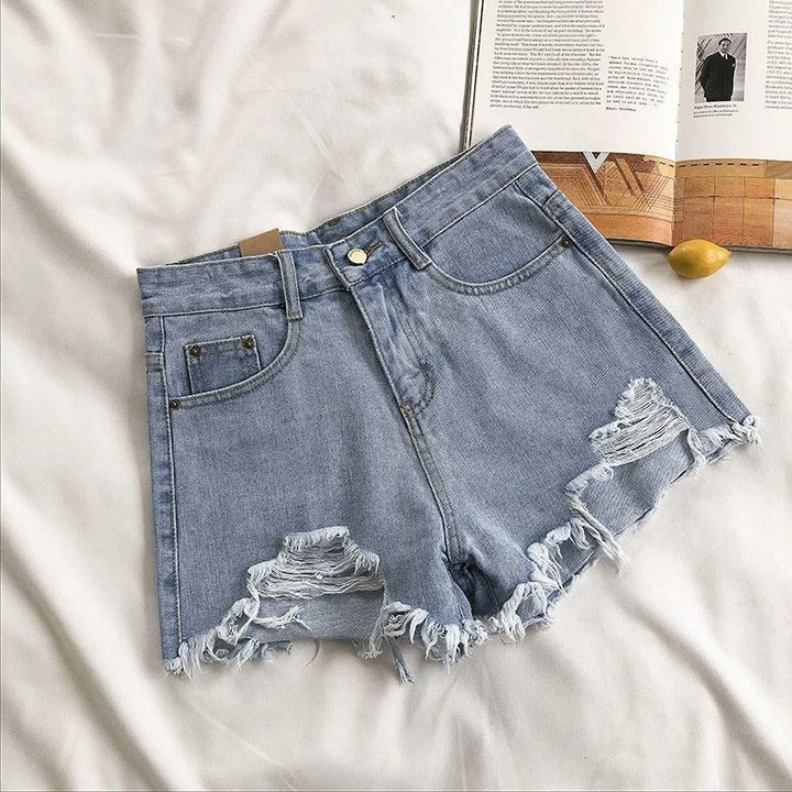 Short en denim à effet effiloché pour femme - Estelle