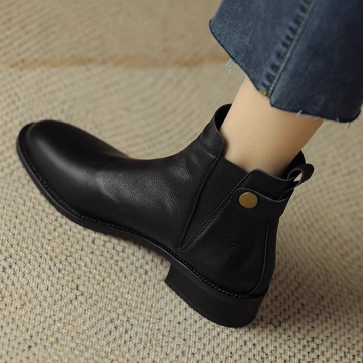 Bottines plates en cuir à élastique de type chelsea pour femmes - Keira