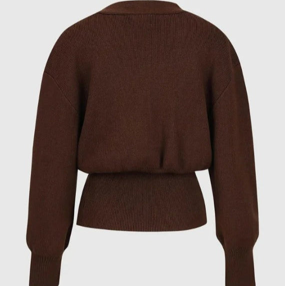 Cardigan en maille épaisse pour femme avec boutons décoratifs - Romane
