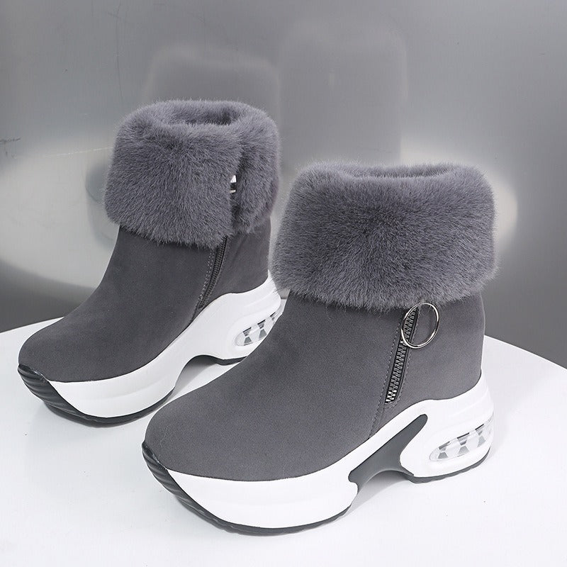 Bottes compensées doublées antidérapantes pour femmes avec fermeture éclair - Isleen