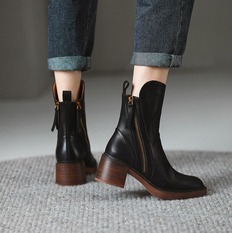 Bottines à plateforme haute pour femmes avec fermeture éclair sur le côté, style moderne - Grega