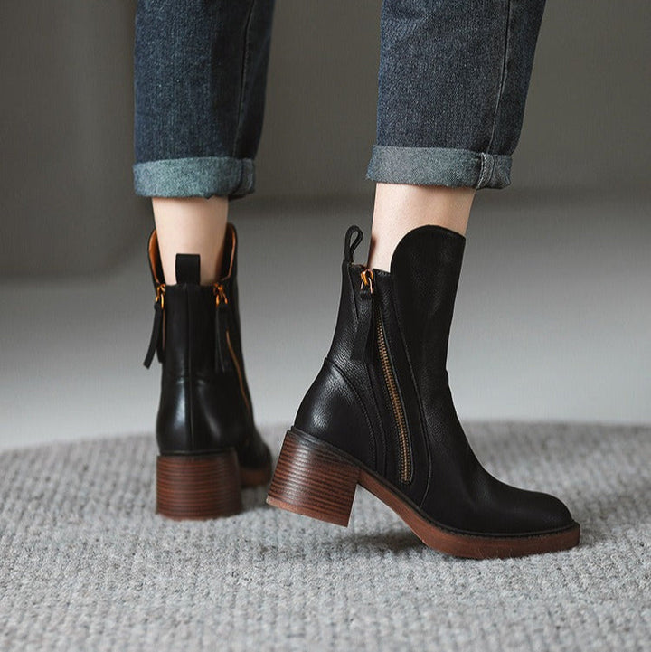 Bottines à plateforme haute pour femmes avec fermeture éclair sur le côté, style moderne - Grega