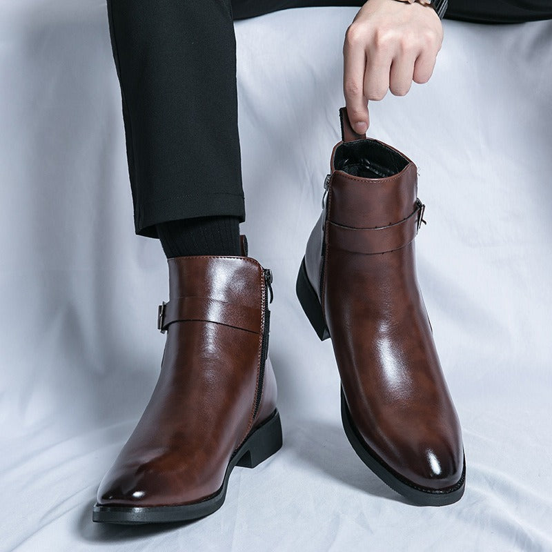 Bottines pour hommes en cuir synthétique avec boucle latérale - Sergio