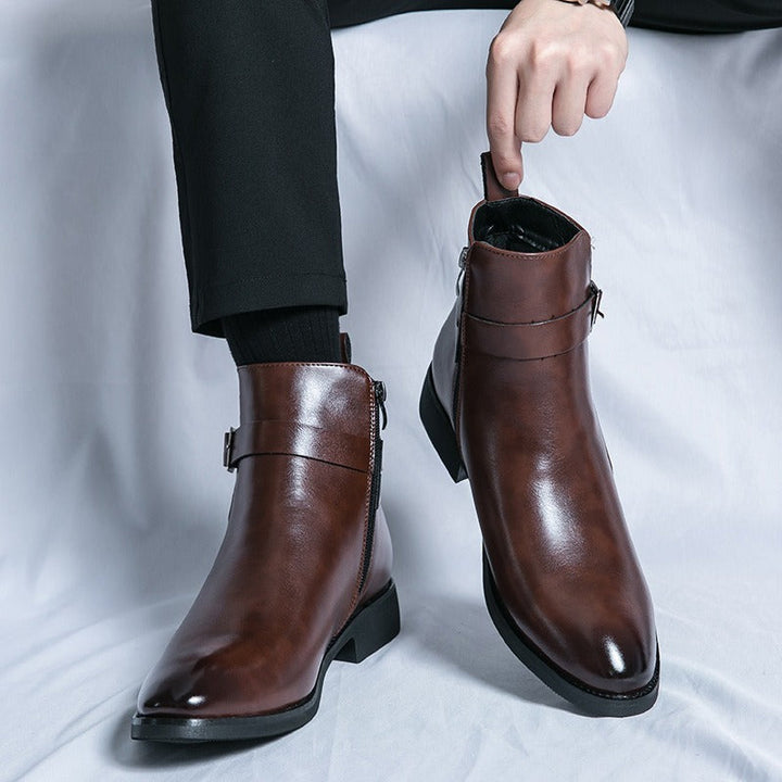 Bottines pour hommes en cuir synthétique avec boucle latérale - Sergio