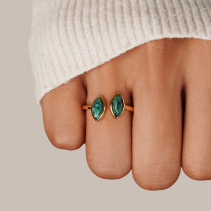 Bague enveloppante en jade vert