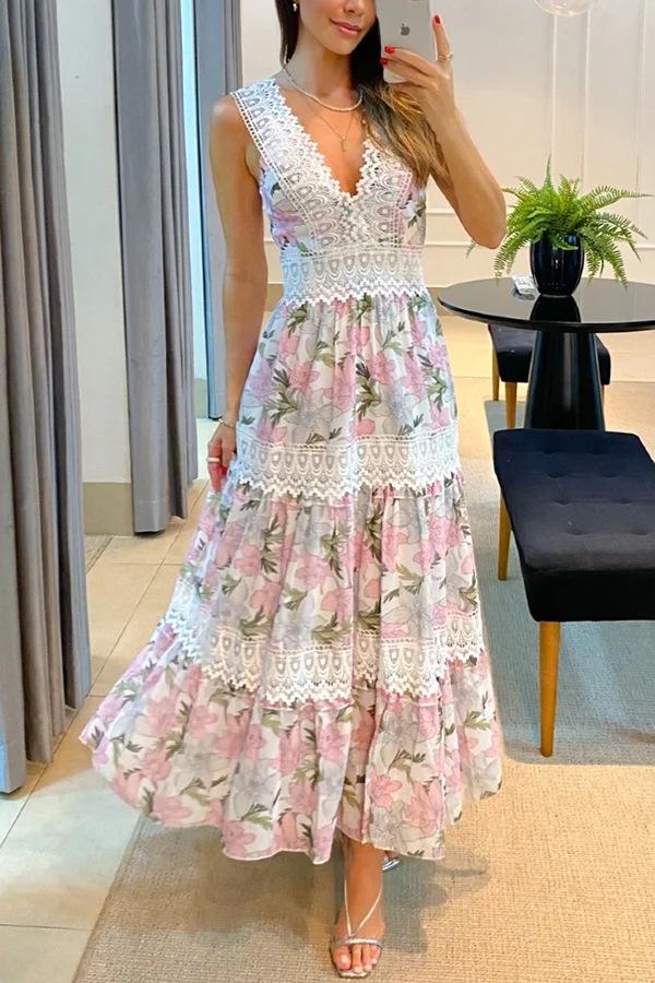 Mikara - Robe midi florale en dentelle Sunny Garden