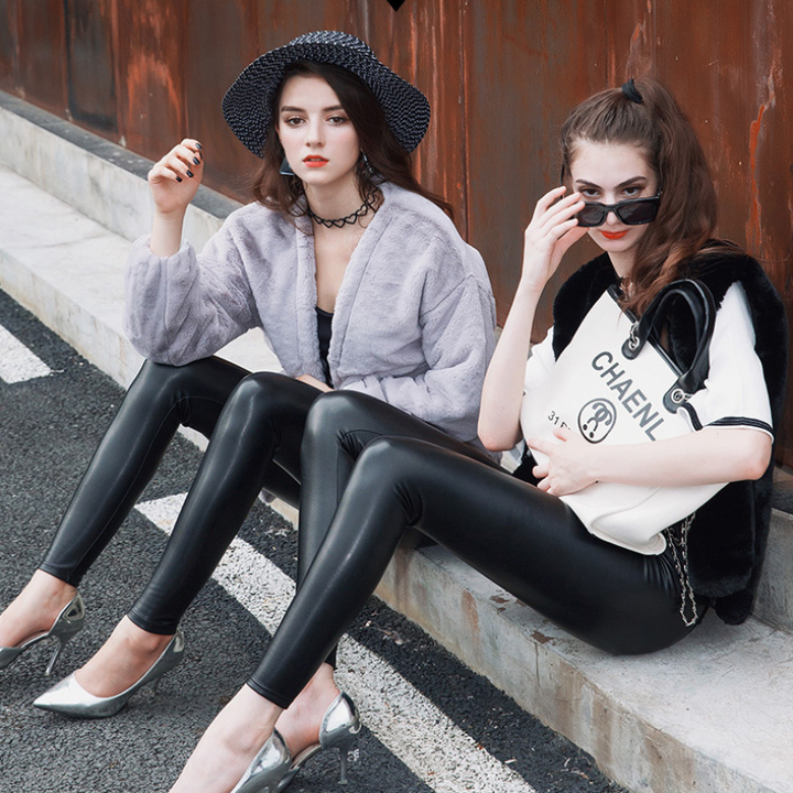 Fashion - Leggings confortables en cuir doublés