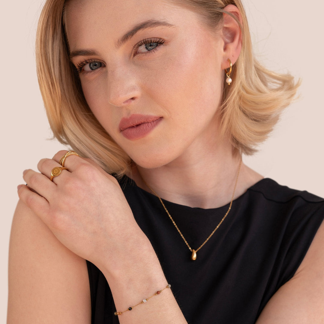 Bracelet avec perles naturelles et chaîne fine - Xylia