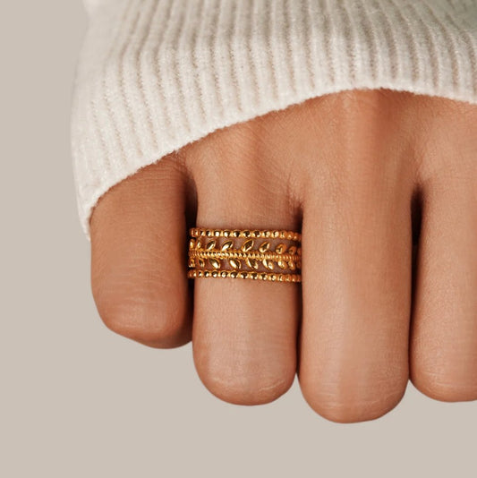 Bague Marissa à feuilles d'or superposées