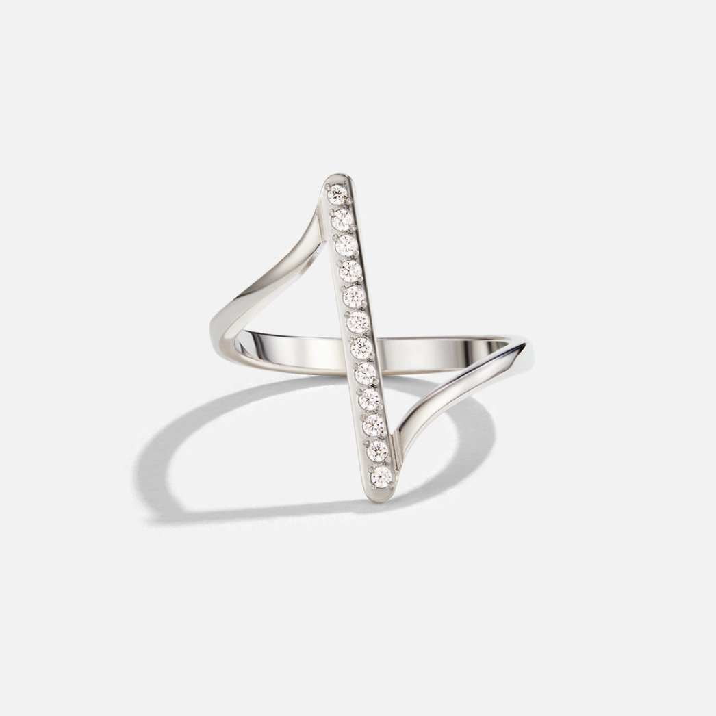 Bague pour femme en argent barre sertie de zircons – Éloïse