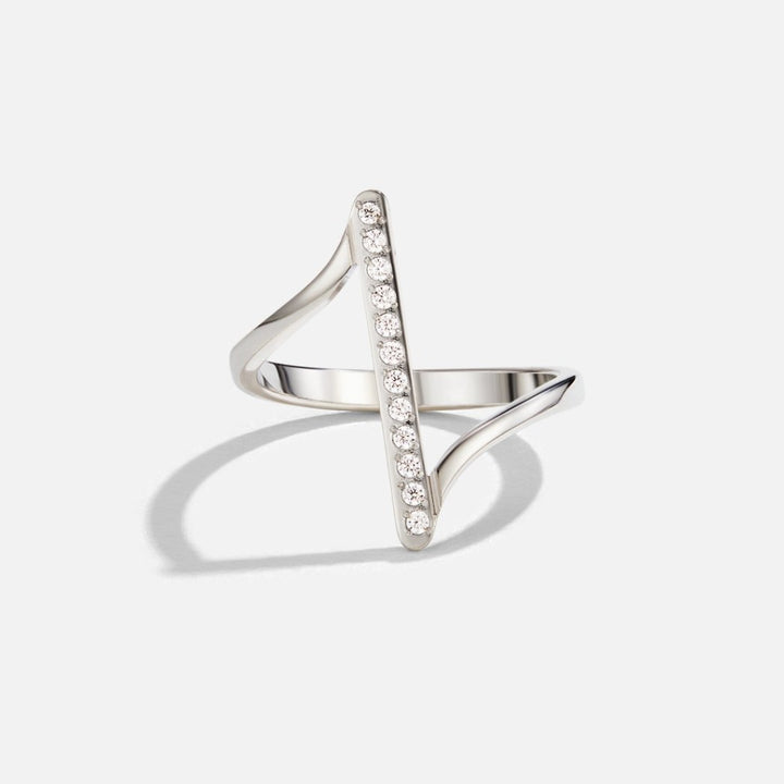 Bague pour femme en argent barre sertie de zircons – Éloïse