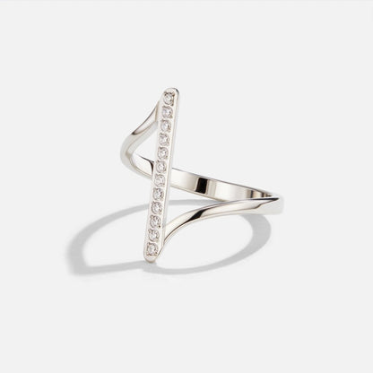 Bague pour femme en argent barre sertie de zircons – Éloïse