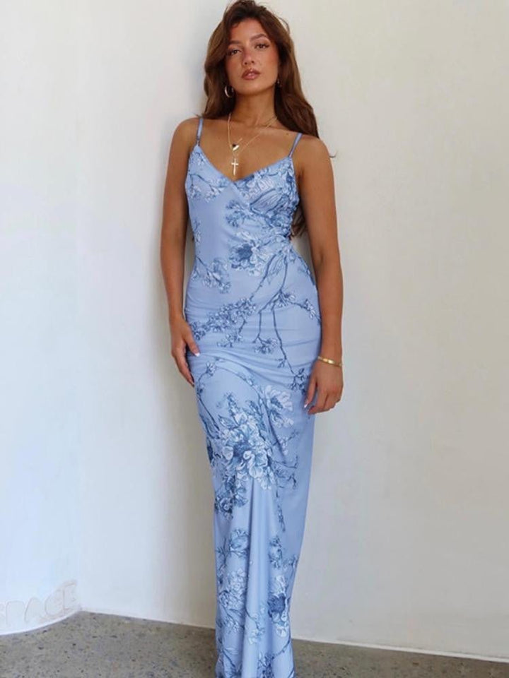 Lena Maxi robe-slip avec imprimé orchidée