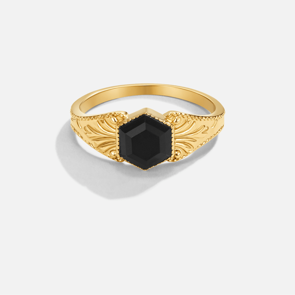 Bague Phoenix en onyx noir
