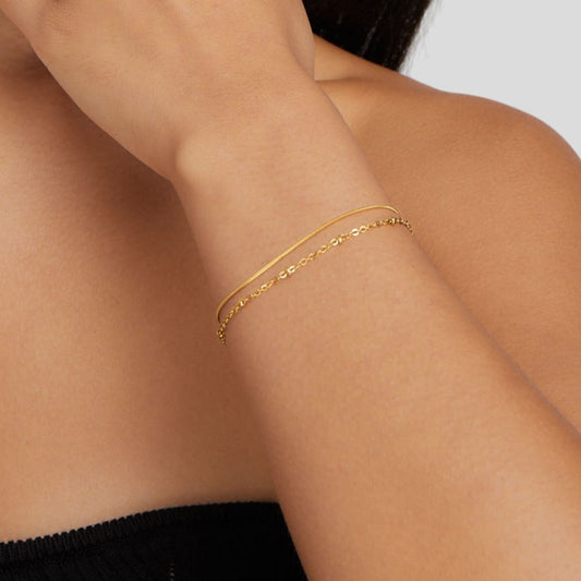 Bracelet double chaîne avec détails brillants - Genève