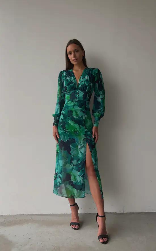 Samara - Robe midi vert émeraude