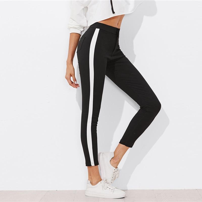 Zuri - Panel rayures pantalon skinny leg