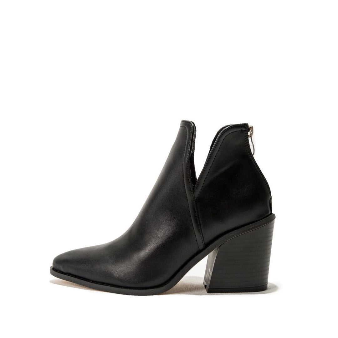 Amelia - Bottines rétro à talon épais et bout pointu en similicuir