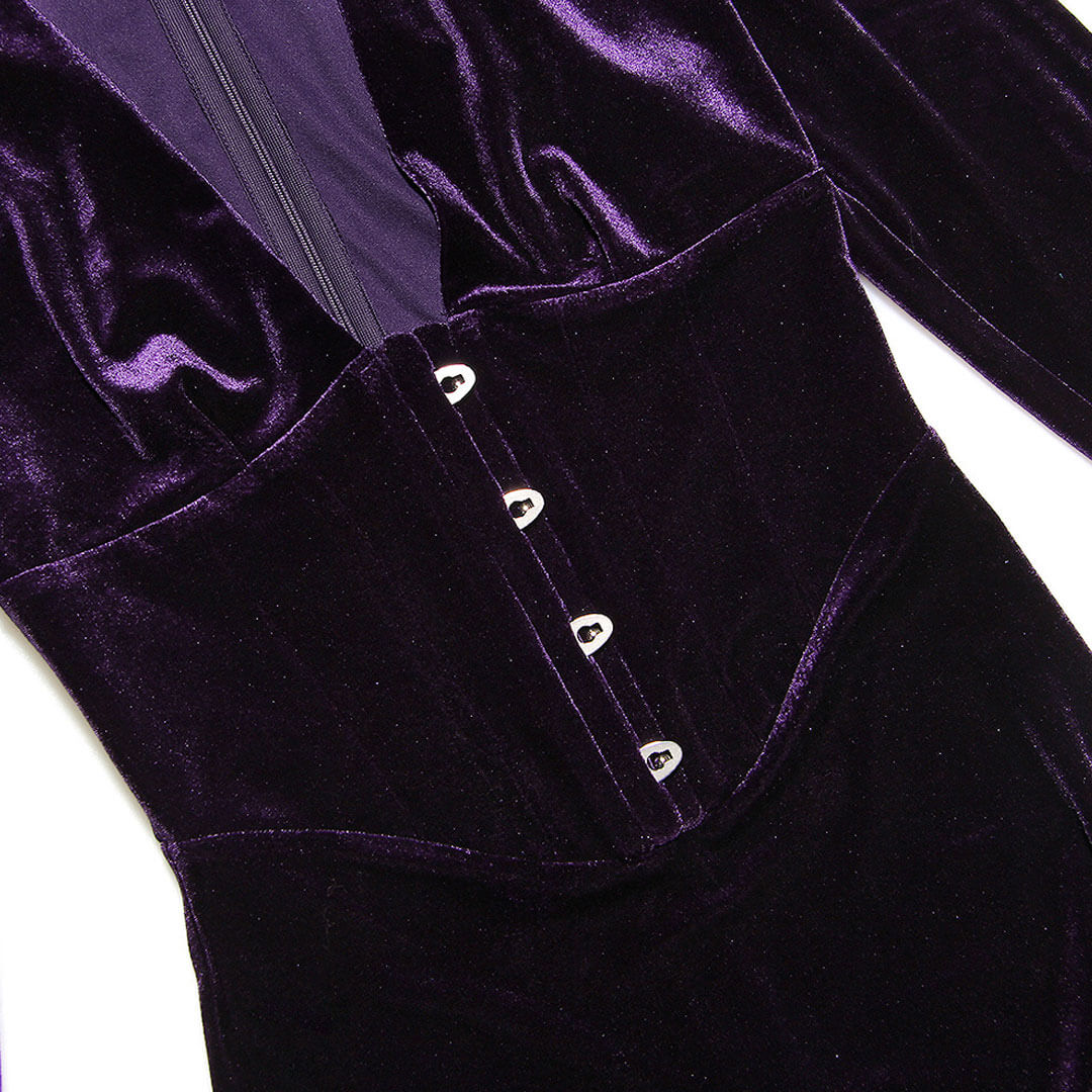 Clara - Mini robe en velours très décolletée avec empiècements en maille