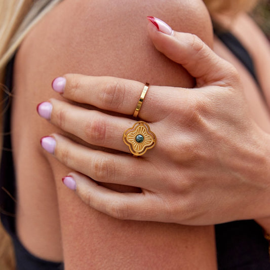 Bague Lucky Flower en turquoise