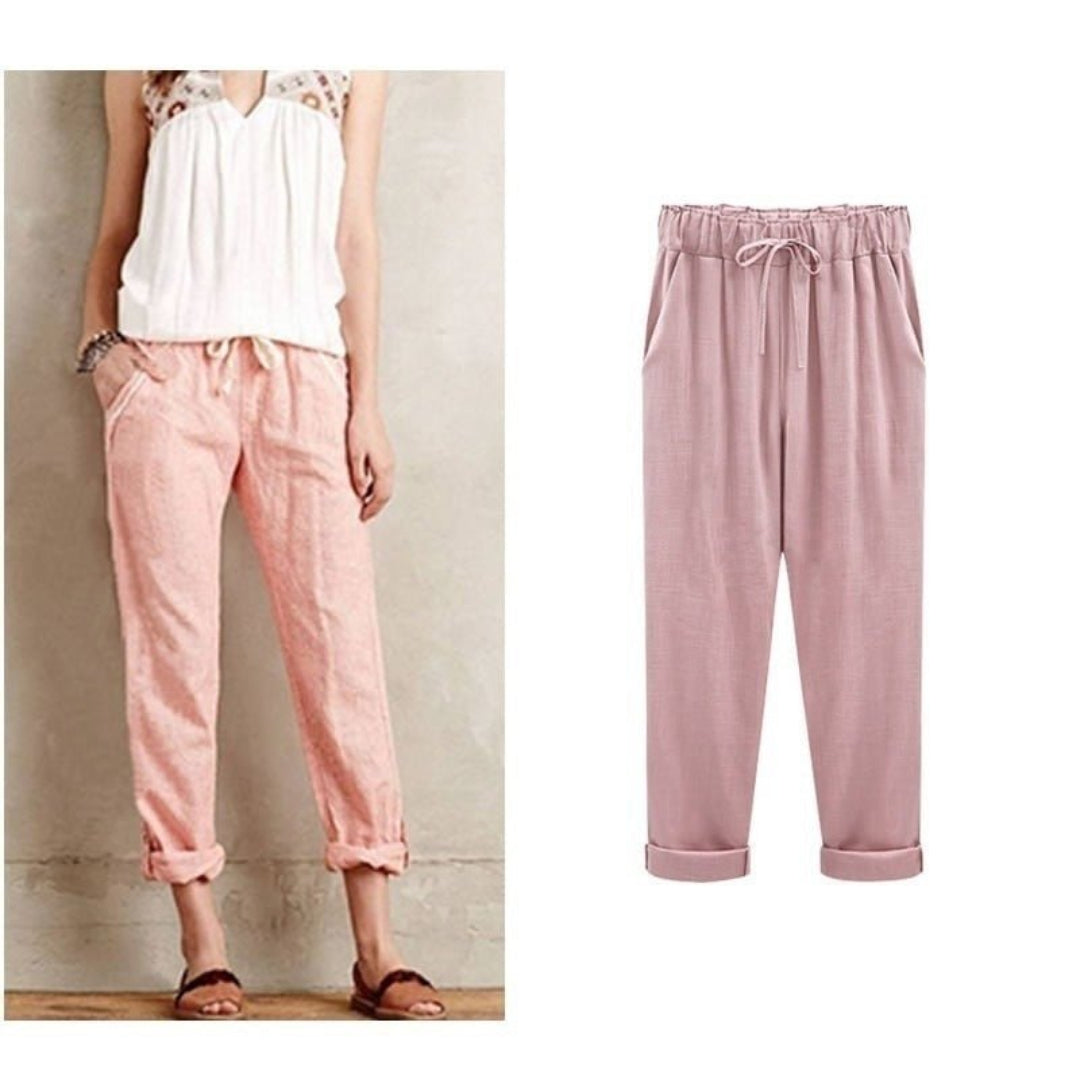 Pantalon d'été pour femmes - style décontracté avec cordon de serrage