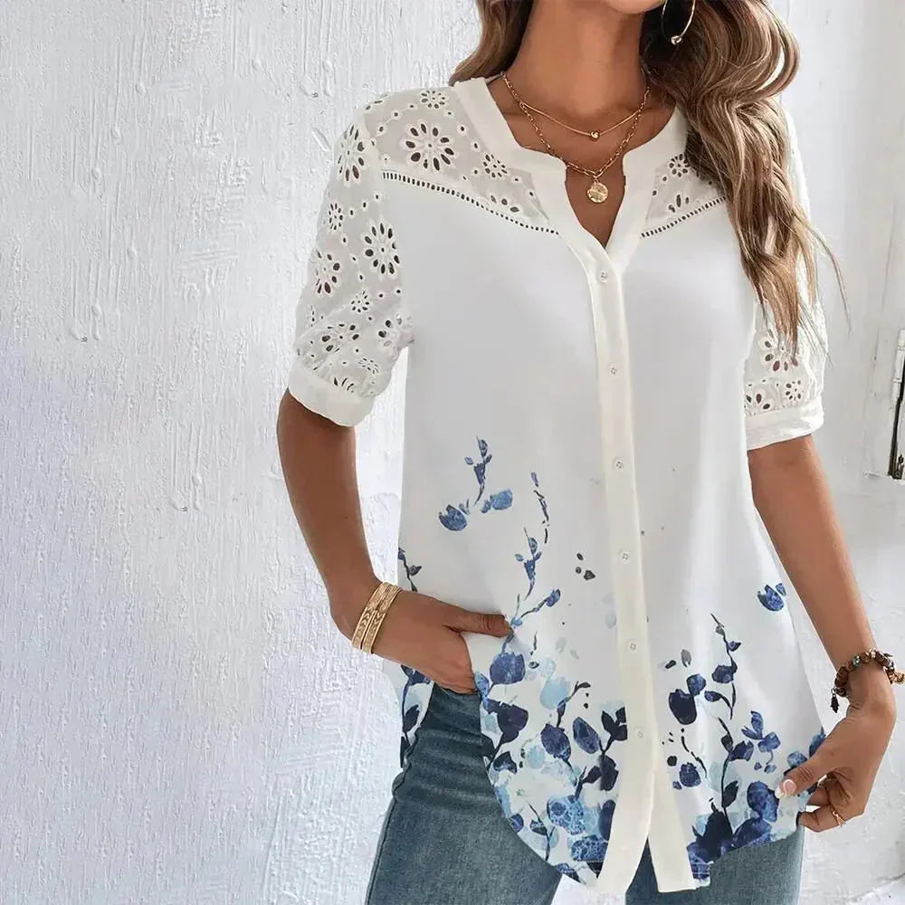 Tanja - Blouse en dentelle avec manches courtes